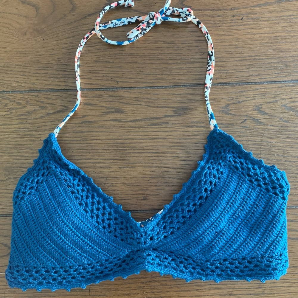 Target Swim | Xhilaration Blue Crochet Bikini Top